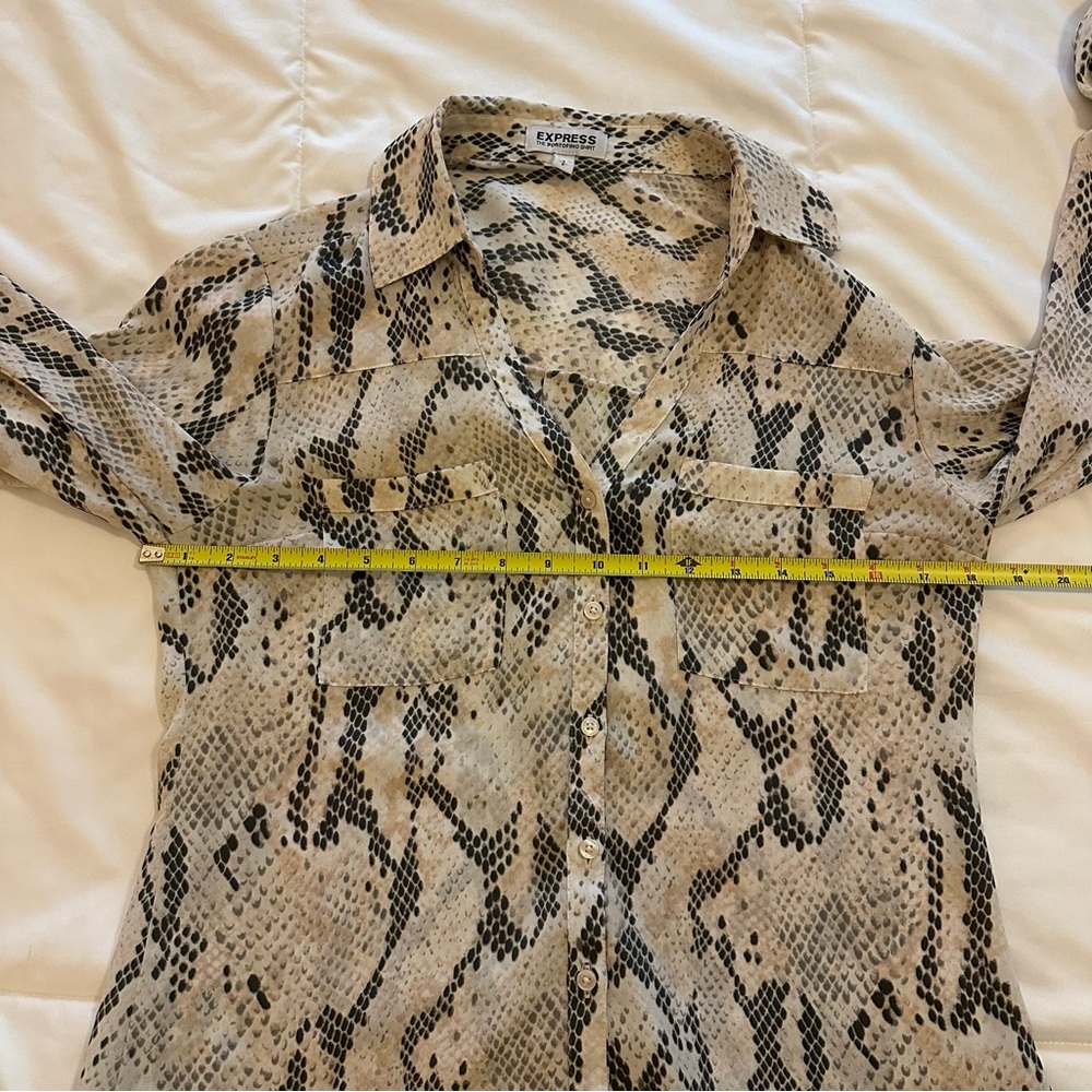 Express Snake Print Button Down Shirt - Black and Cream - Picture 5 of 8